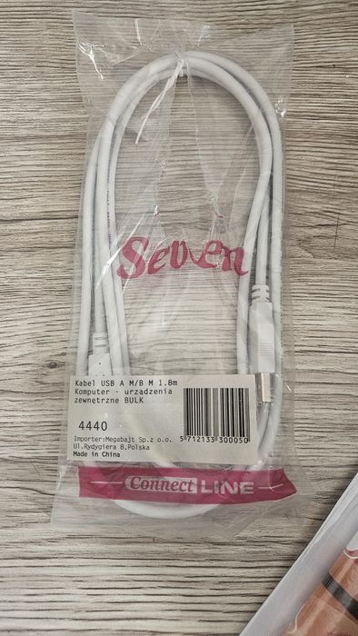 Nowy kabel USB A-B (drukarkowy) 1.8m – Biały