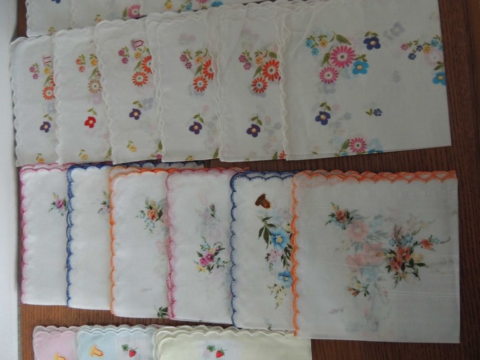 Nowe damskie chusteczki do nosa komplet 15 szt 100 % bawełna Vintage