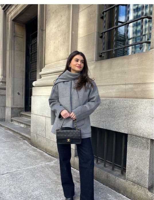Пальто НОВЕ коротке сіре жіноче  М-Л 44-46  ZARA