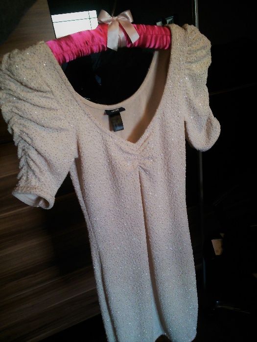 Sukienka H&M beżowa nude Brokat 34 xs