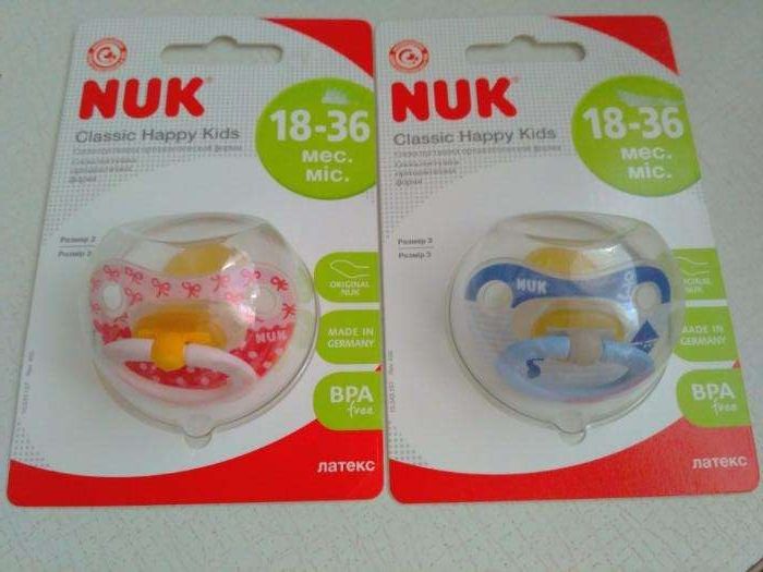 Соска пустышка Nuk 6-18 мес размер 2 латекс, силикон накладки на соски