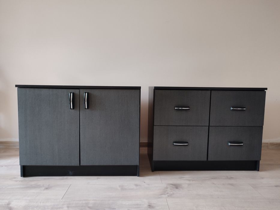 Regał, szafka czarno-grafitowe do biura/ gabinetu/ archiwum