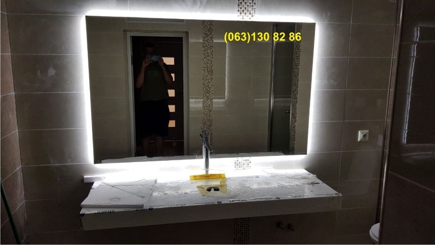 Влагостойкое зеркало с LED подсветкой. Дзеркало з підсвіткою.