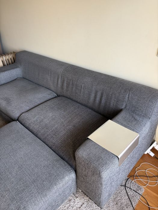 Sofá de 3 lugares cinzento escuro com módulo para chaise longue – 230 cm
