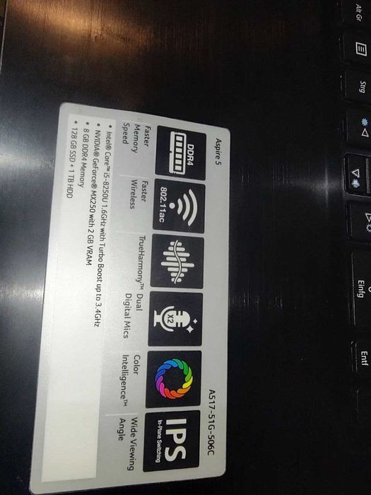 Ноут для игр,работы с большим екраном i5, mx250,ddr4 , ssd