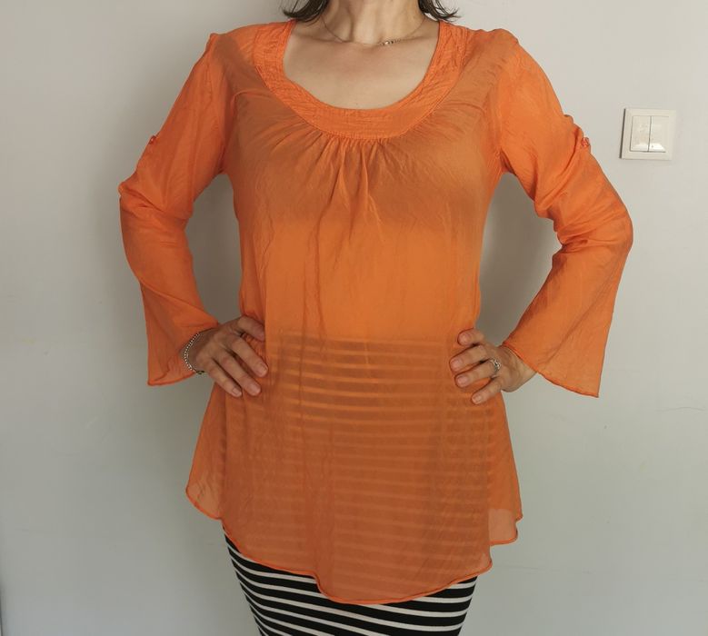 Zinka jedwabna bluzka L 40 zwiewna delikatna