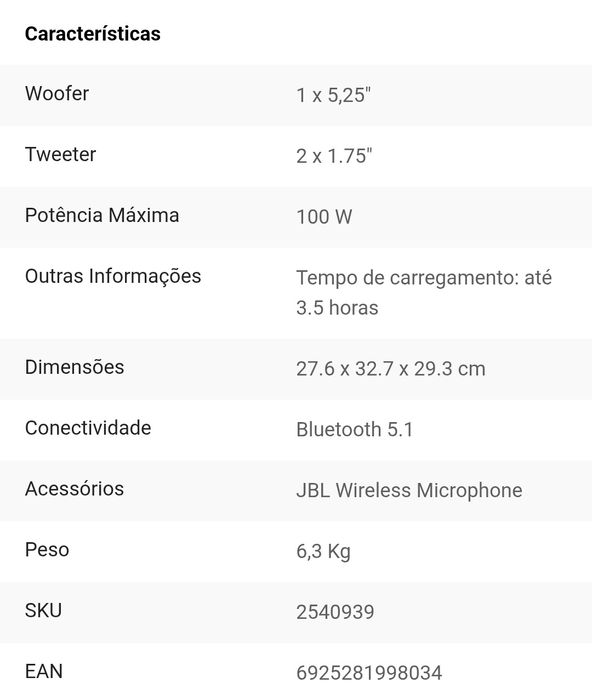 JBL Encore com um microfone