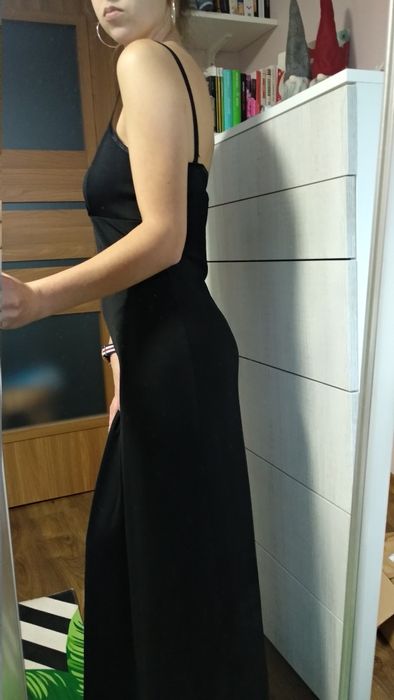 Czarna maxi z kopertowym dekoltem rozm. M