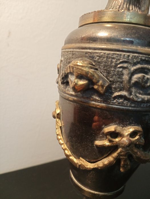 Linda Anfora antiga Grega em Bronze Vintage 38,5 de altura