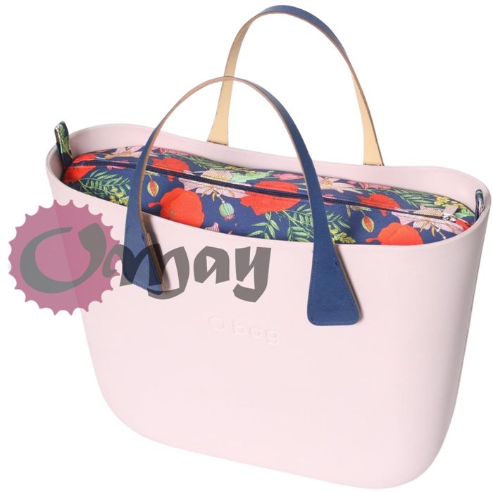 Granatowy organizer do OBAG STANDARD maki kwiaty 2kieszenie wkład OMAY