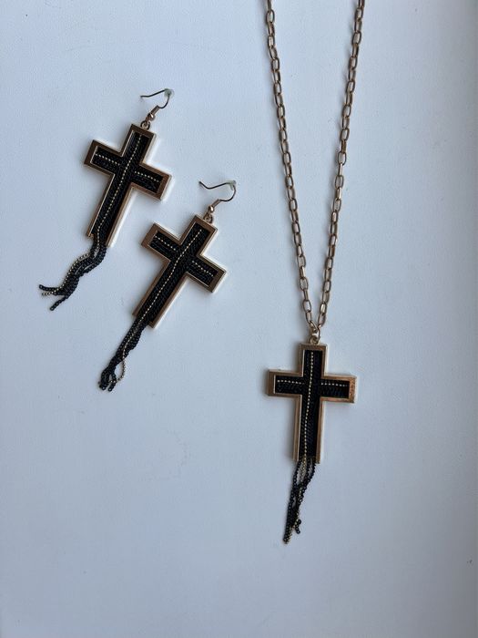 Набір сережки + ланцюжок Хрест