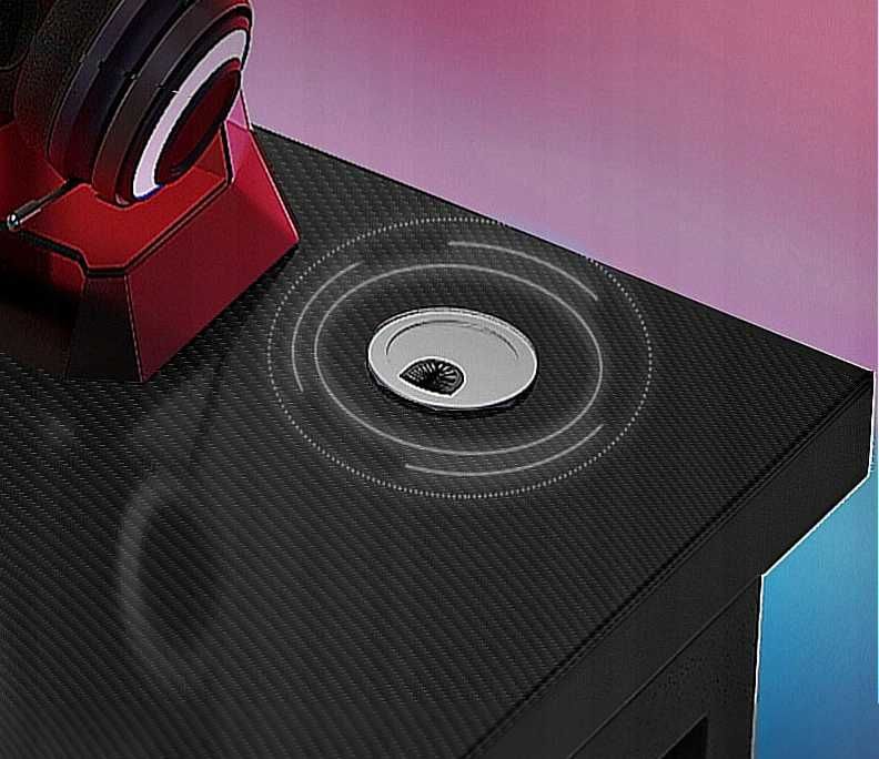 NOWE Biurko Gamingowe Komputerowe Czarne Nowoczesne Dla Gracza 120cm