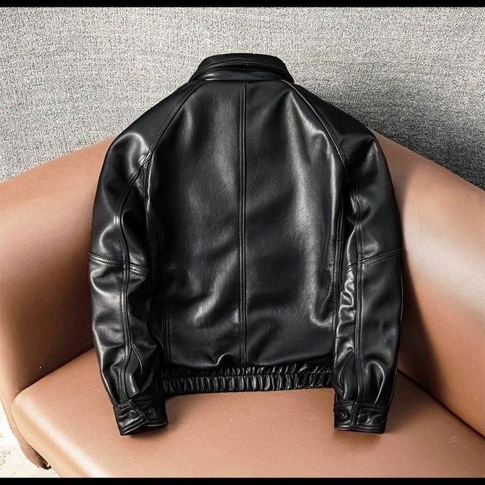 Кожаная куртка из овечьей кожи, мужская на молнии