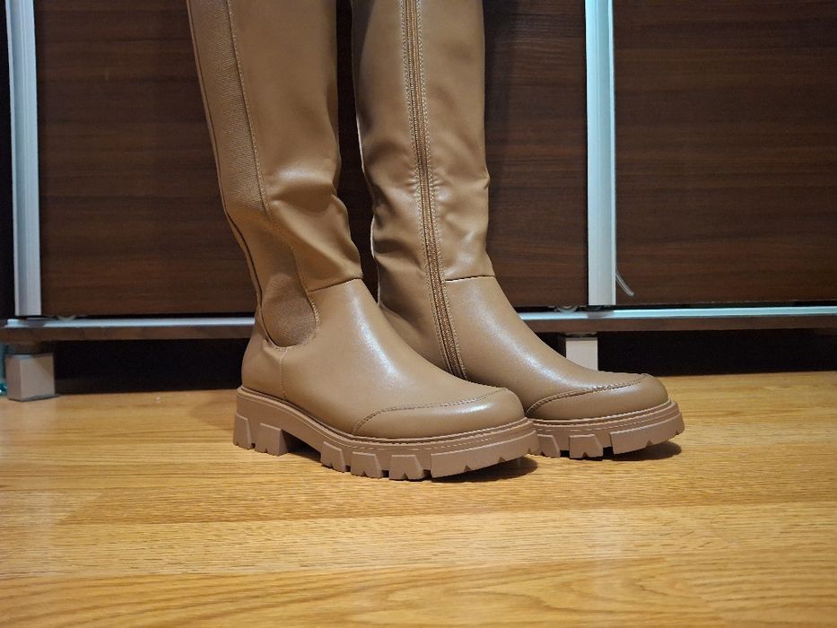 Kozaki nowe, brązowe kozaki, długie kozaki, 39