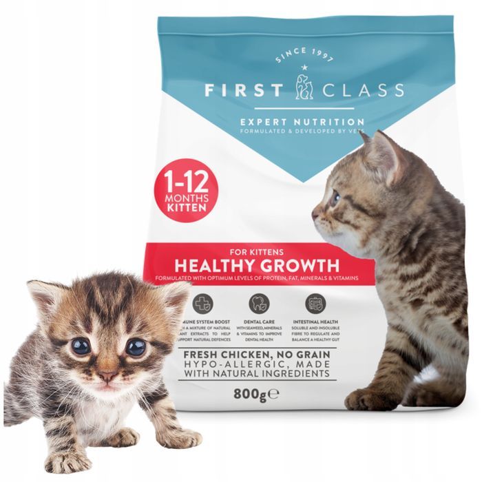 First Class Kitten Bezzbożowa Karma Sucha Kurczak 800G