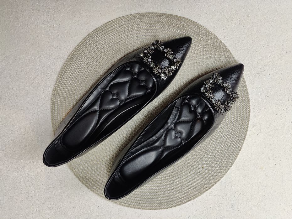 Stylowe balerinki kolor czarny  duży rozmiar 43 44 XL XXL