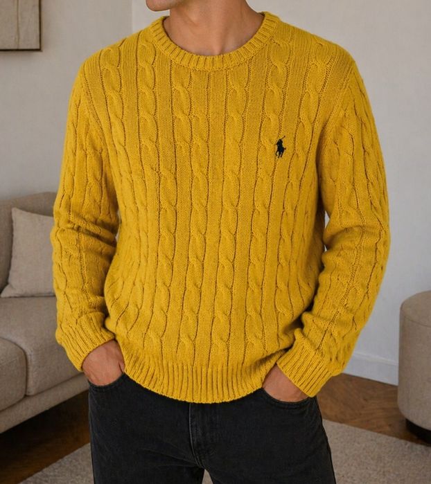 Ralph Lauren sweter warkocz męski logowany  L
