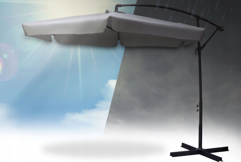 Duży Parasol Ogrodowy 350 cm Składany Regulowany z Wysięgnikiem Mocny