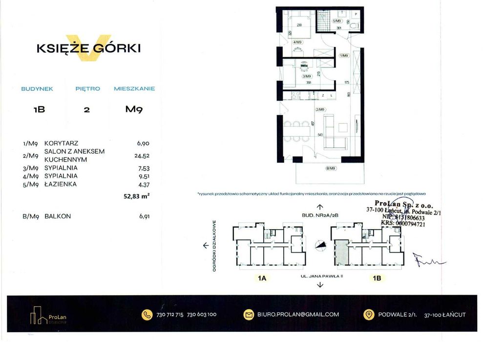 Nowe mieszkanie 52,83m2 3 pokoje, II piętro, KS. Górki