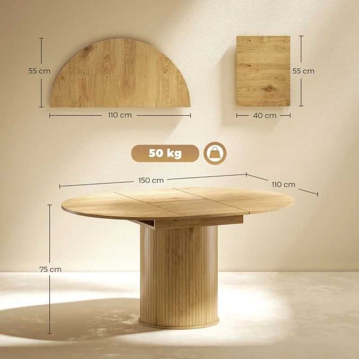 Mesa de jardim antar Extensível Redonda para 6-8 Pessoas