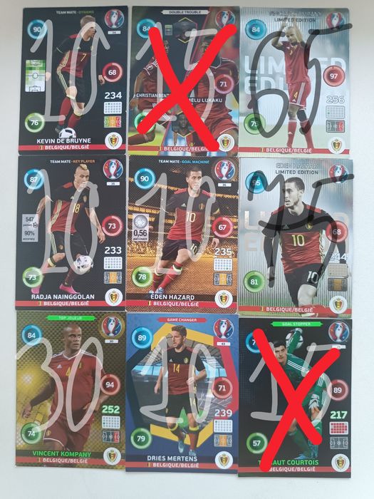 Картки збірної: Чехії Австрії Румунії Бельгії PANINI EURO 2016
