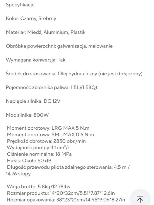 Pompa oleju 12v winda bus wywrotka kiper  nowa