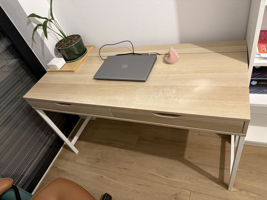IKEA ALEX Biurko 132x58 cm bejca/imit. dębu