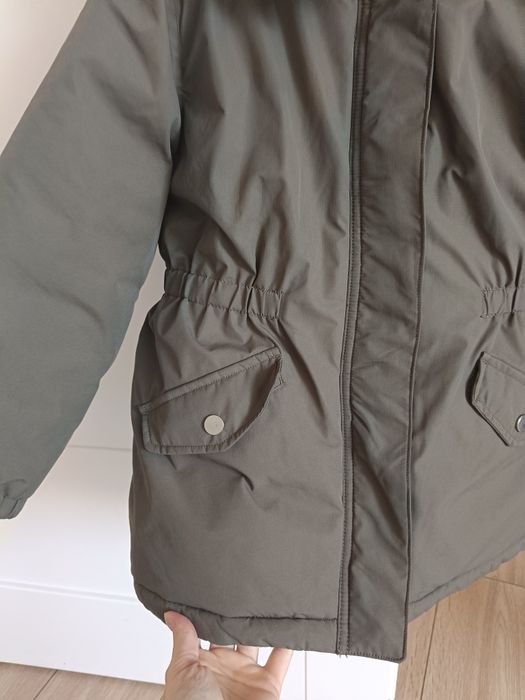 Kurtka parka zimowa khaki ocieplana HM 122/128