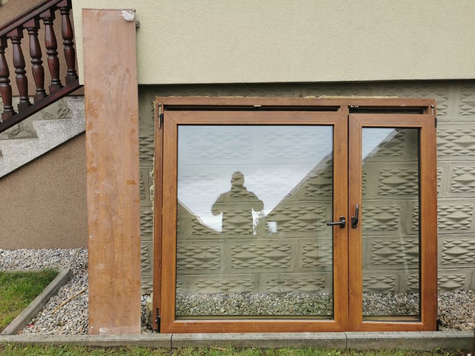 Okno PCV wymiary 1765x1435 2 strony złoty dąb