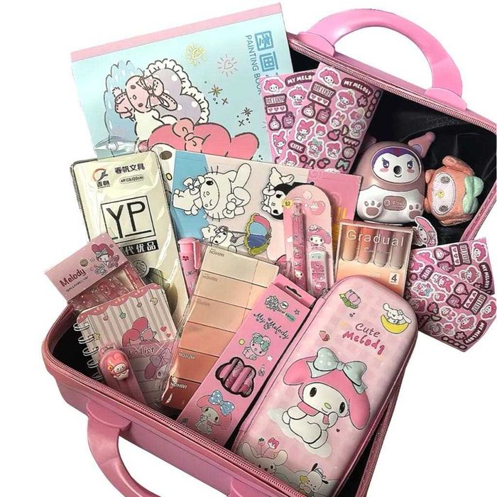 Набір канцелярії в чемодані великий «Зайка» 55 в 1 Рожевий канцелярия