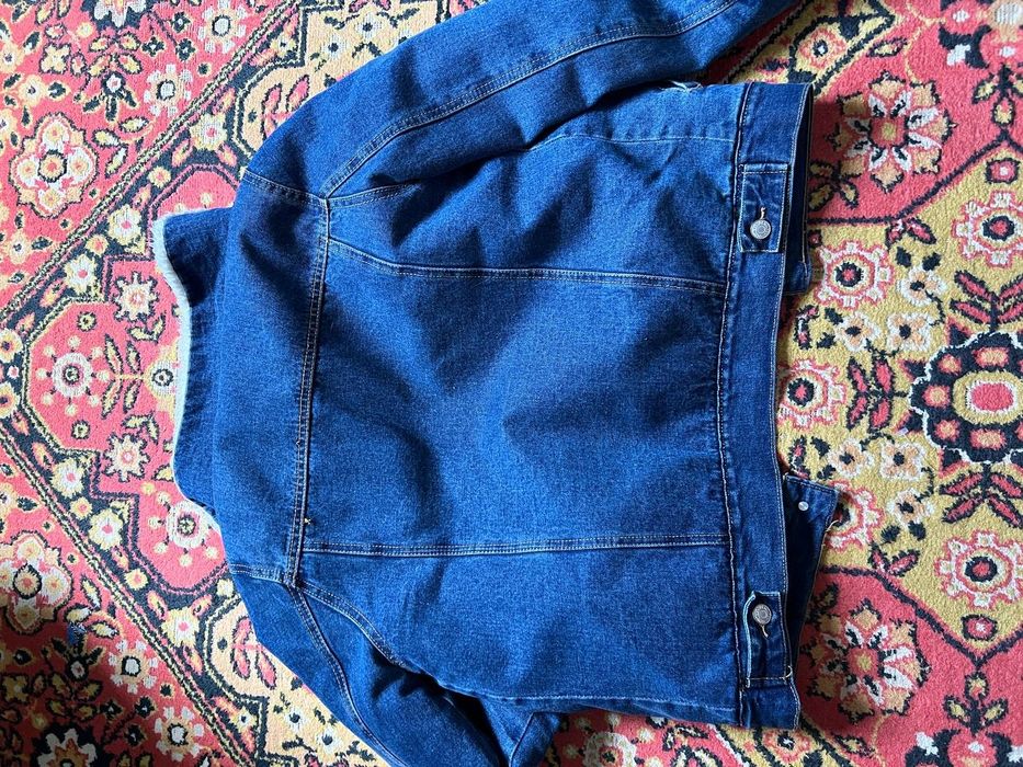 Джинсова куртка на овчині 46