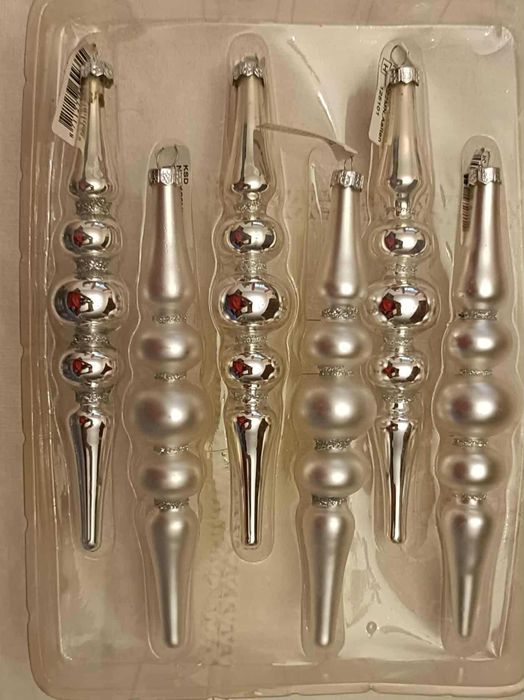 6 Pendentes de vidro prateado - Vintage e novos