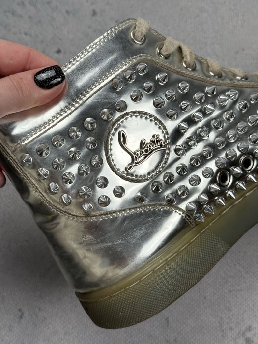Buty Christian Louboutin Louis Flat Antispecchio Spike Silver Men's US 9 / EU 42