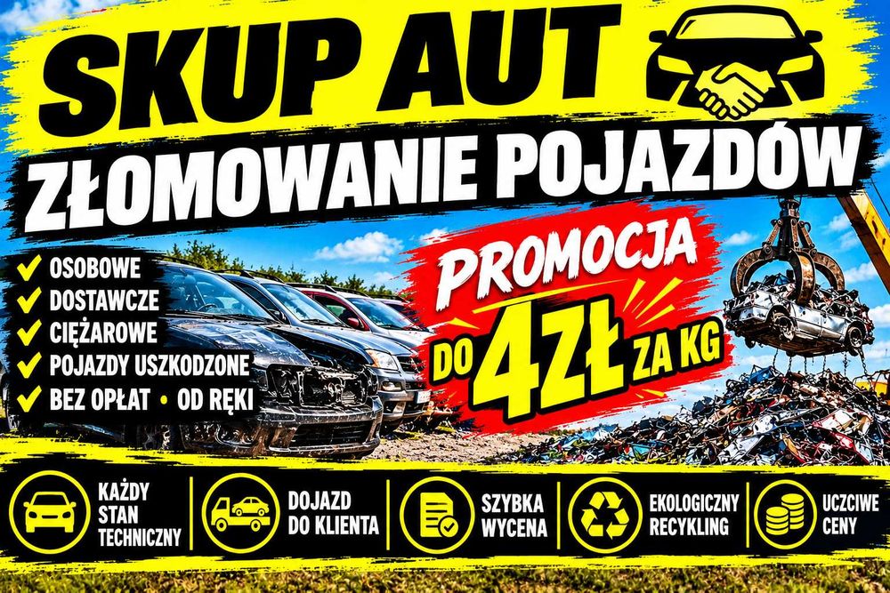 Skup Aut płacimy do 4zł za kilogram