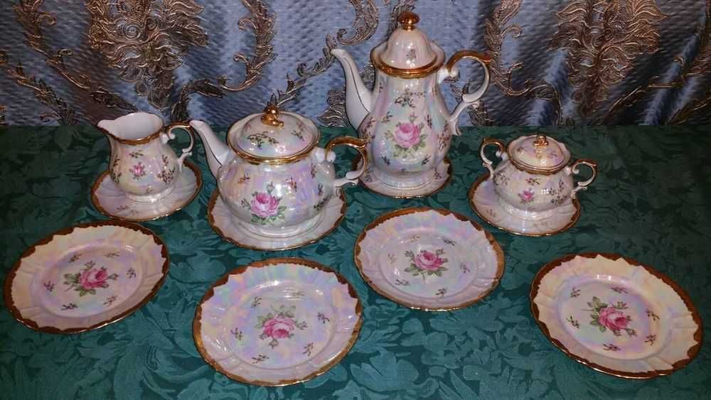 Чайный сервиз "Охота",Мадонна,кофейный сервиз,кобальт,Роза,ГДР,ЧССР.