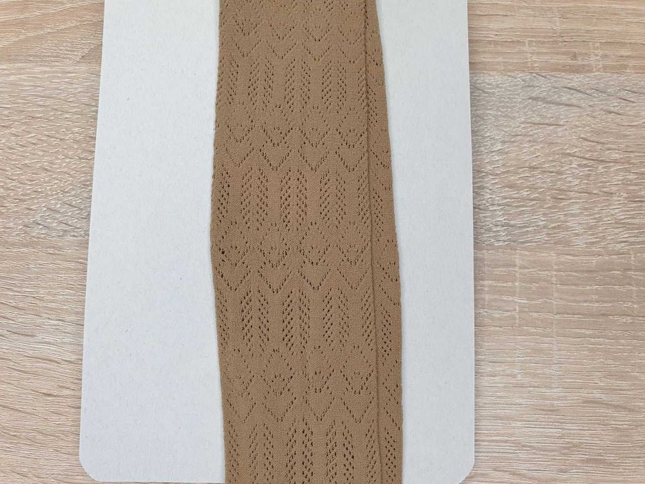 Beżowe rajstopy siateczkowe kabaretki ozdobny wzór PRIM - 1/2 XS/S