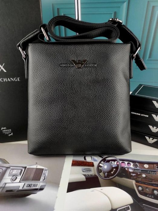Шкіряна чоловіча сумка Armani Армані мужская кожаная сумка