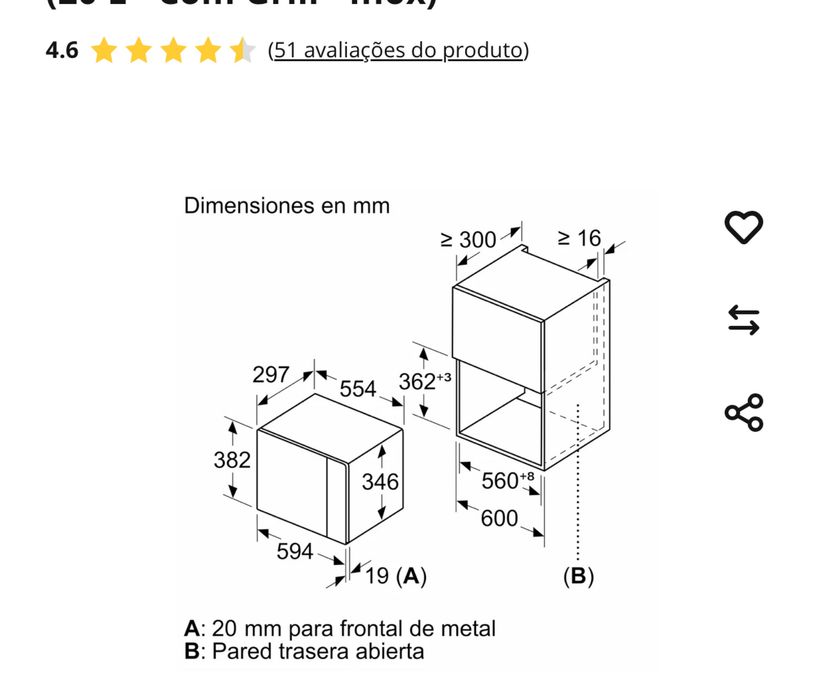 Micro-ondas Encastre BOSCH BEL524MS0 (20 L  Inox) ( NOVO)