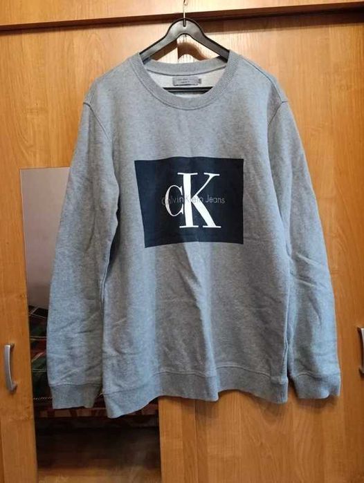 Bluza Calvin Klein Jeans szara z dużym logo CK jeans Unisex