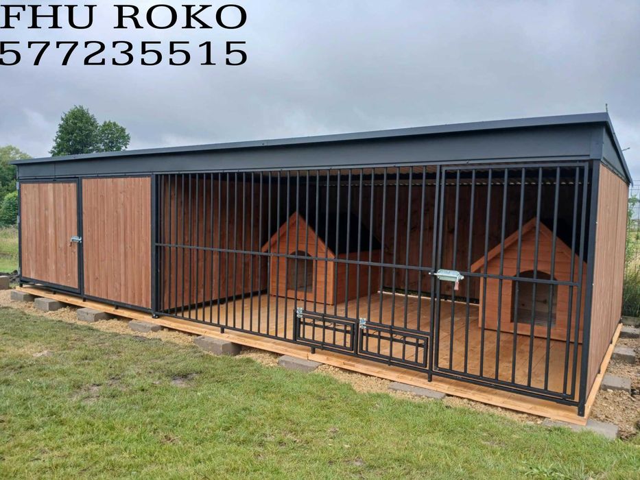 Kojec dla psa 4x3 ze schowkiem ogrodowym, kojce dla psów,klatka boks