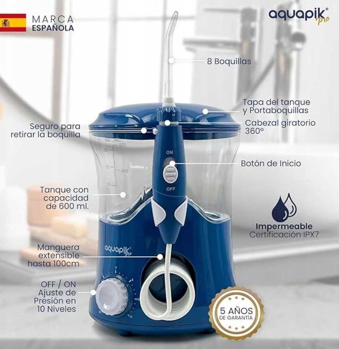 AQUAPIK 100 Irygator do jamy ustnej 10poziomów ciśnienia i 8dysz