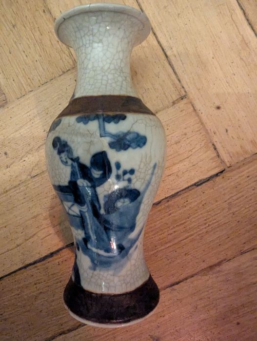 Stary Chiński Wazon Nanking Crackle / Sygnatura /20 cm / Antyk