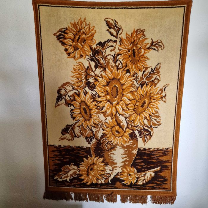 Dywan obraz ścienny kilimek słoneczniki PRL