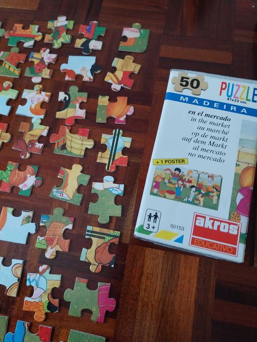 Puzzle de madeira, 50 peças, com poster, Akros Educativo