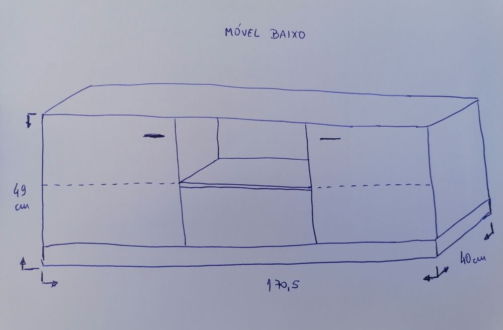 Móvel/Consola com 2 portas e 2 prateleiras