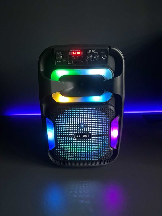 Głośnik Bluetooth SUPER BASS GY-802 Kolumna LED z mikrofonem i pilotem