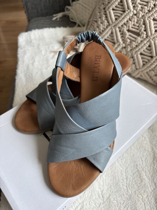 Sandały Bayla kolor Niebieski, Skóra naturalna roz. 37