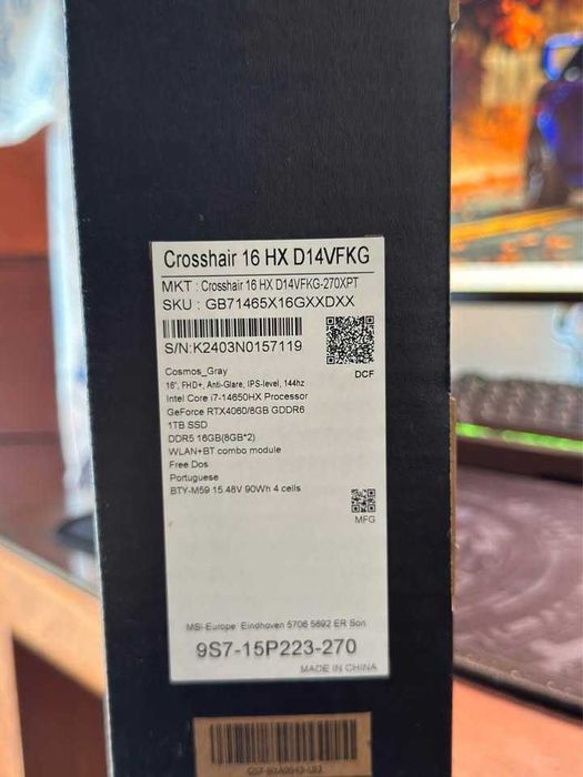 Vendo - Portátil MSI 16” Crosshair 16HX D14VFKG-270XPT Cosmos Gray