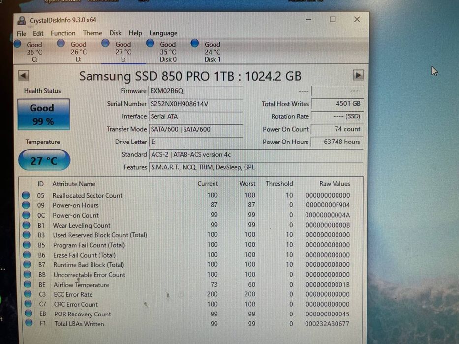 SSD Samsung 850 PRO 1TB sata