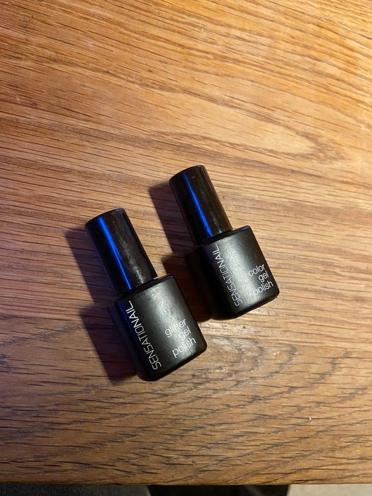 Sensationail lakier żelowy nude + brokatowy